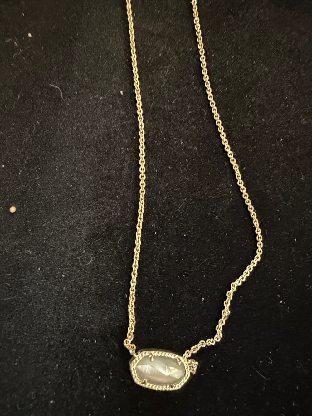 Karen Scott Gold Chain Necklace with Oval White Stone Pendant